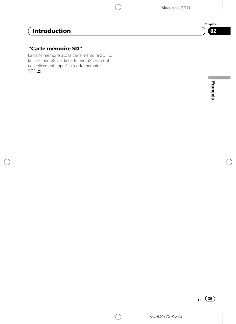 Carte mémoire sd” 35, 02 introduction | Pioneer AVIC-F960BT User Manual | Page 35 / 132
