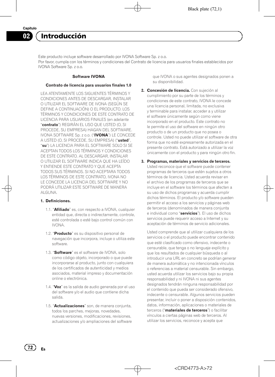 02 introducción | Pioneer AVIC-F960BT User Manual | Page 72 / 132