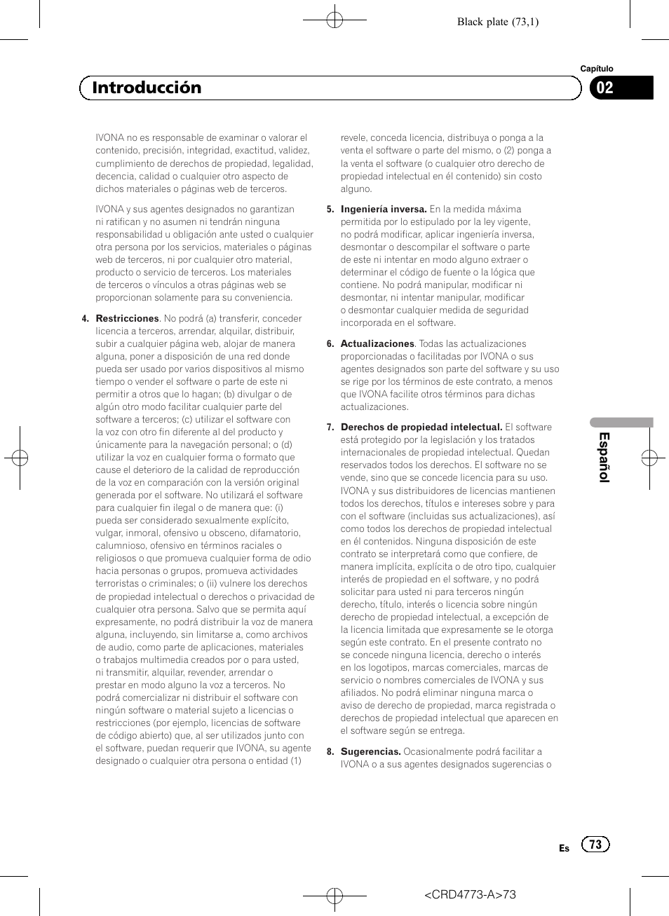 02 introducción | Pioneer AVIC-F960BT User Manual | Page 73 / 132