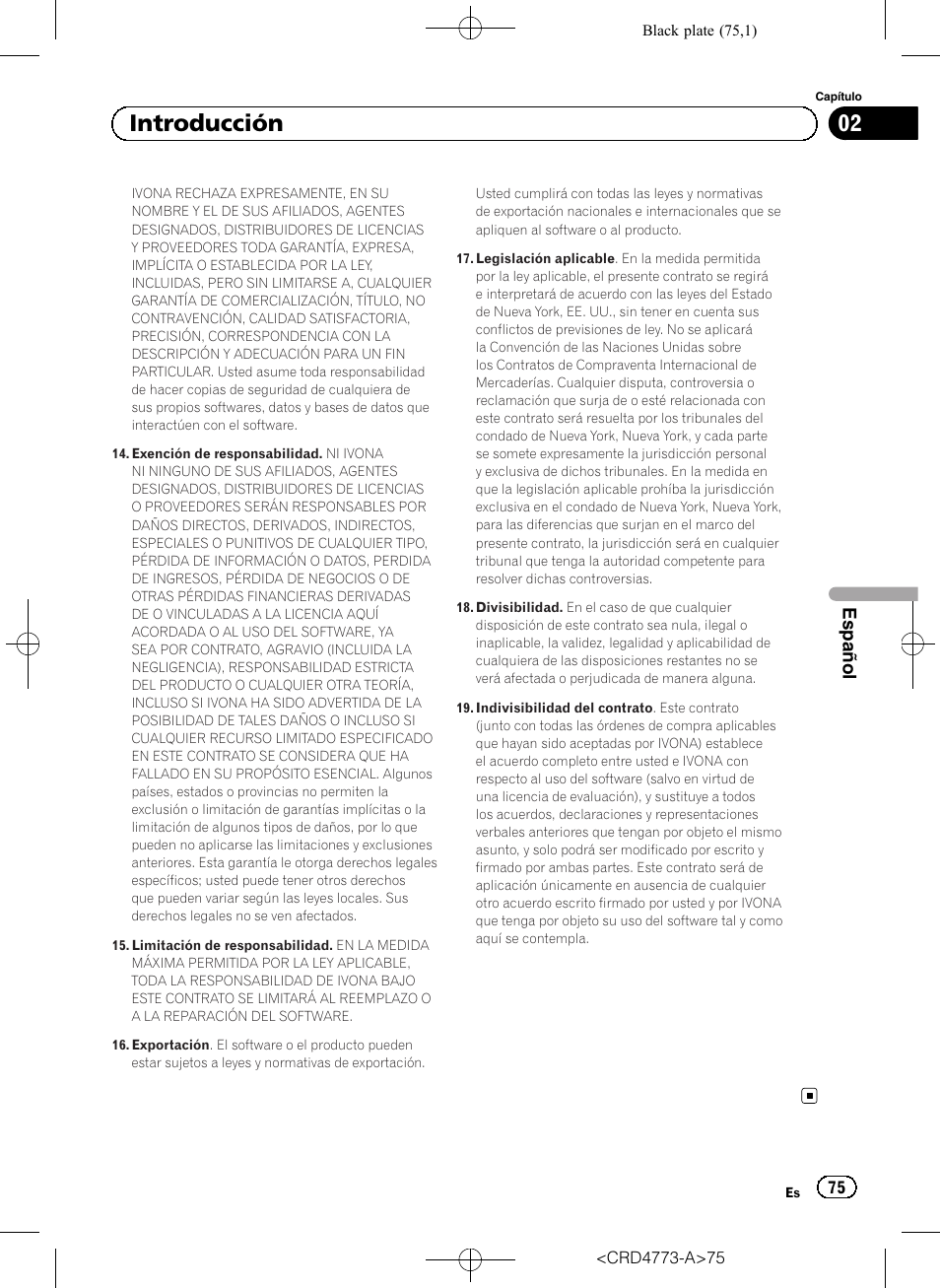02 introducción | Pioneer AVIC-F960BT User Manual | Page 75 / 132