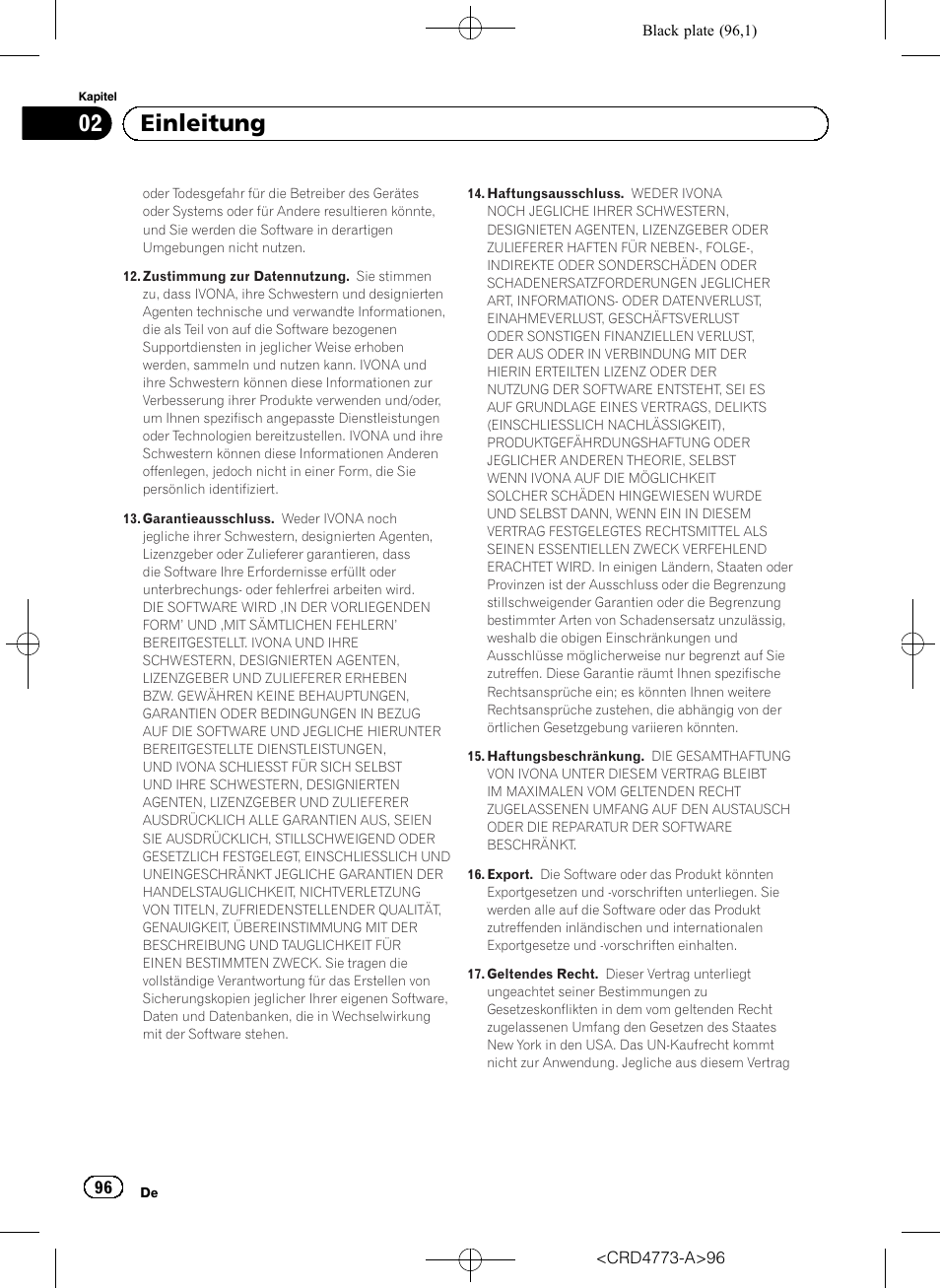 02 einleitung | Pioneer AVIC-F960BT User Manual | Page 96 / 132