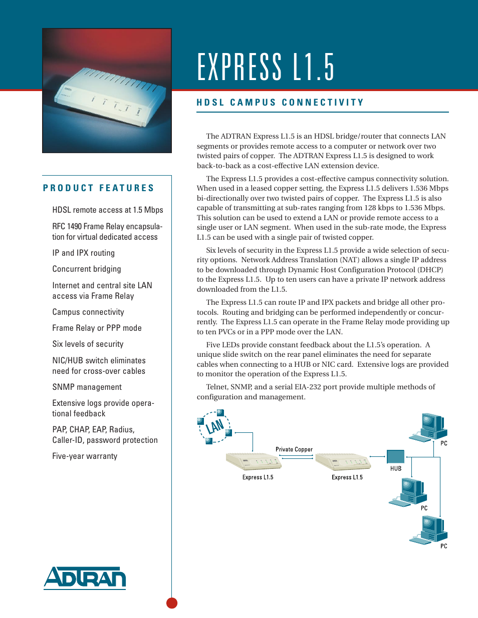 ADTRAN Express L1.5 User Manual | 2 pages