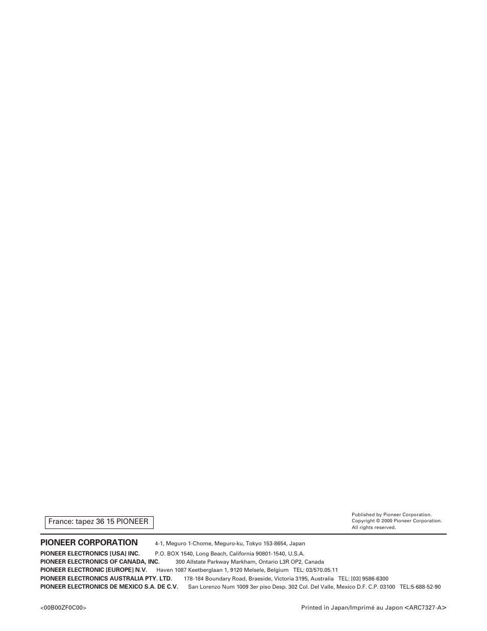 Pioneer corporation | Pioneer A-509R User Manual | Page 56 / 56