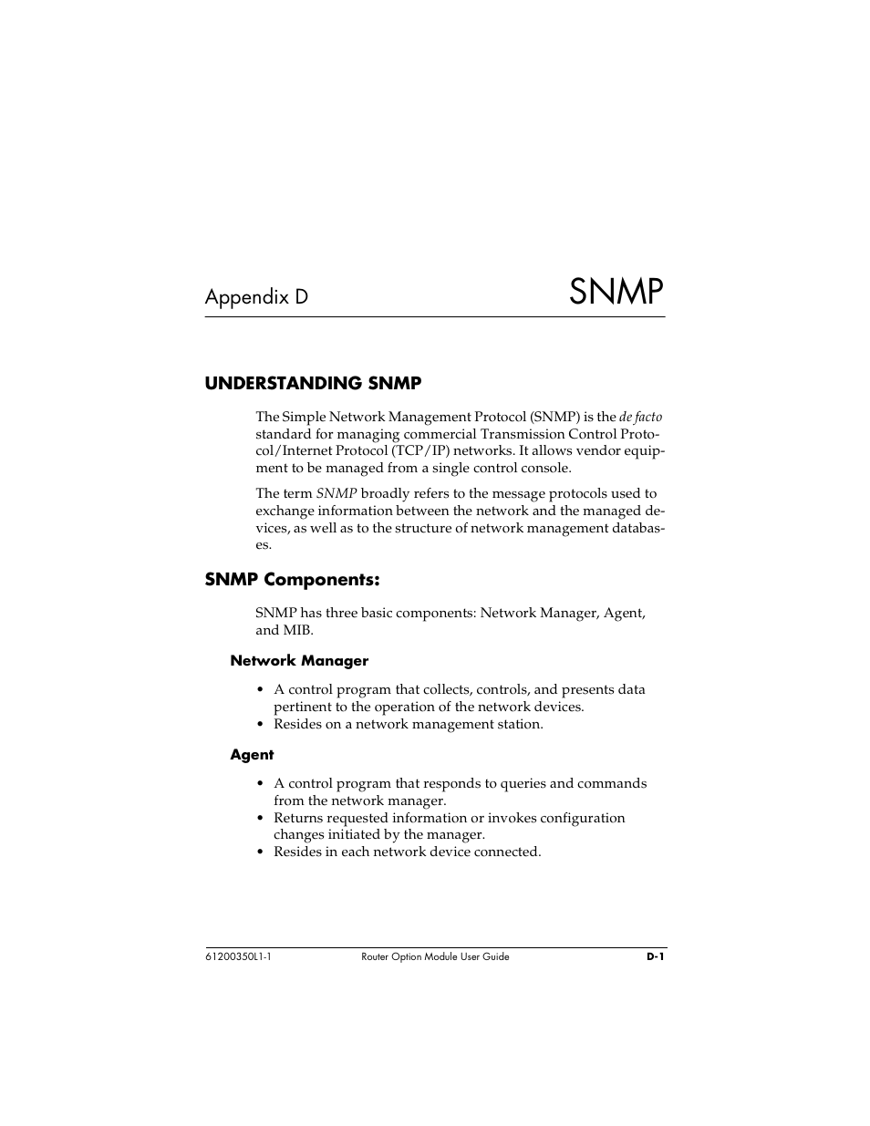 Snmp, Appendix d | ADTRAN 1200350L1 User Manual | Page 119 / 134