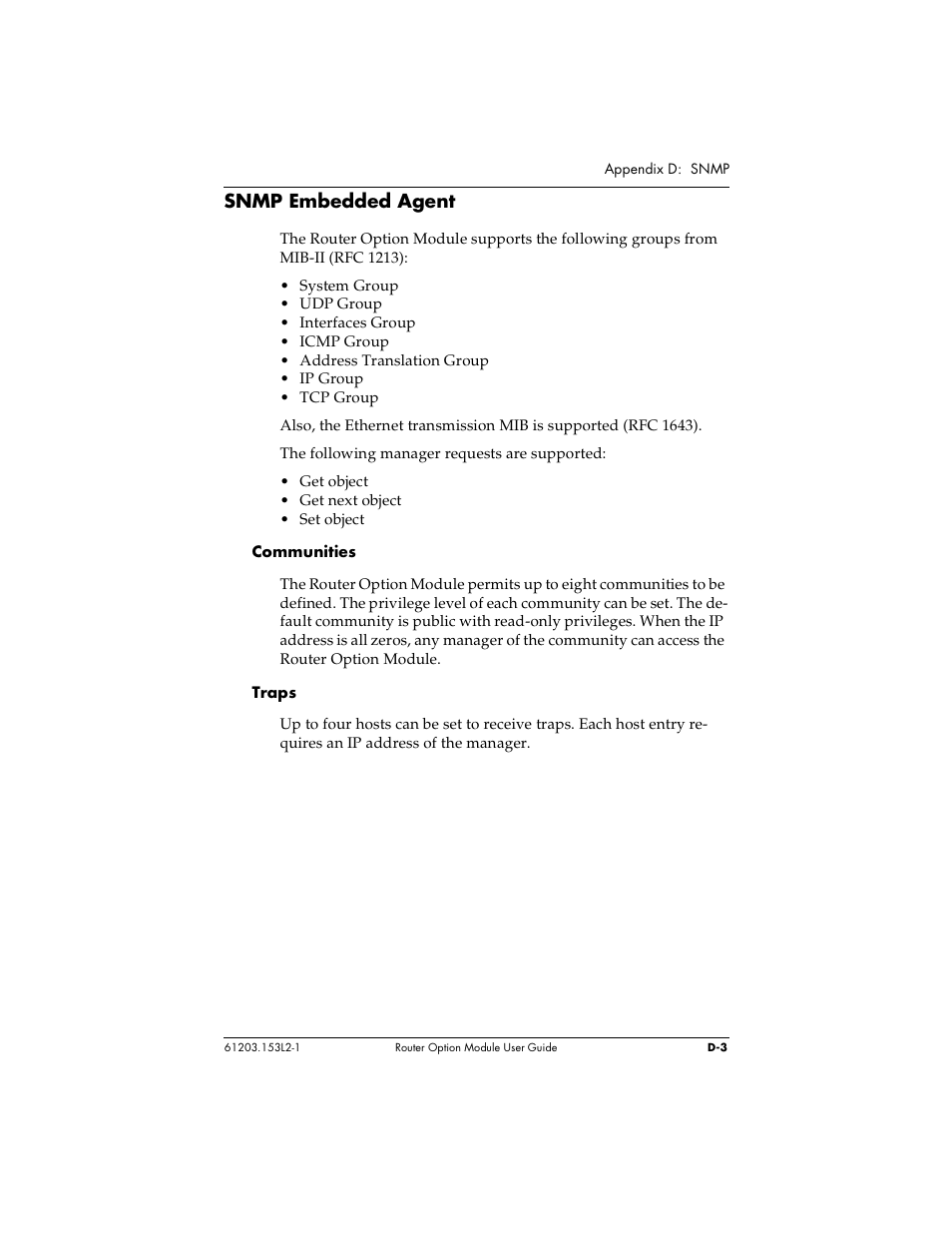 Snmp embedded agent | ADTRAN 1200350L1 User Manual | Page 121 / 134