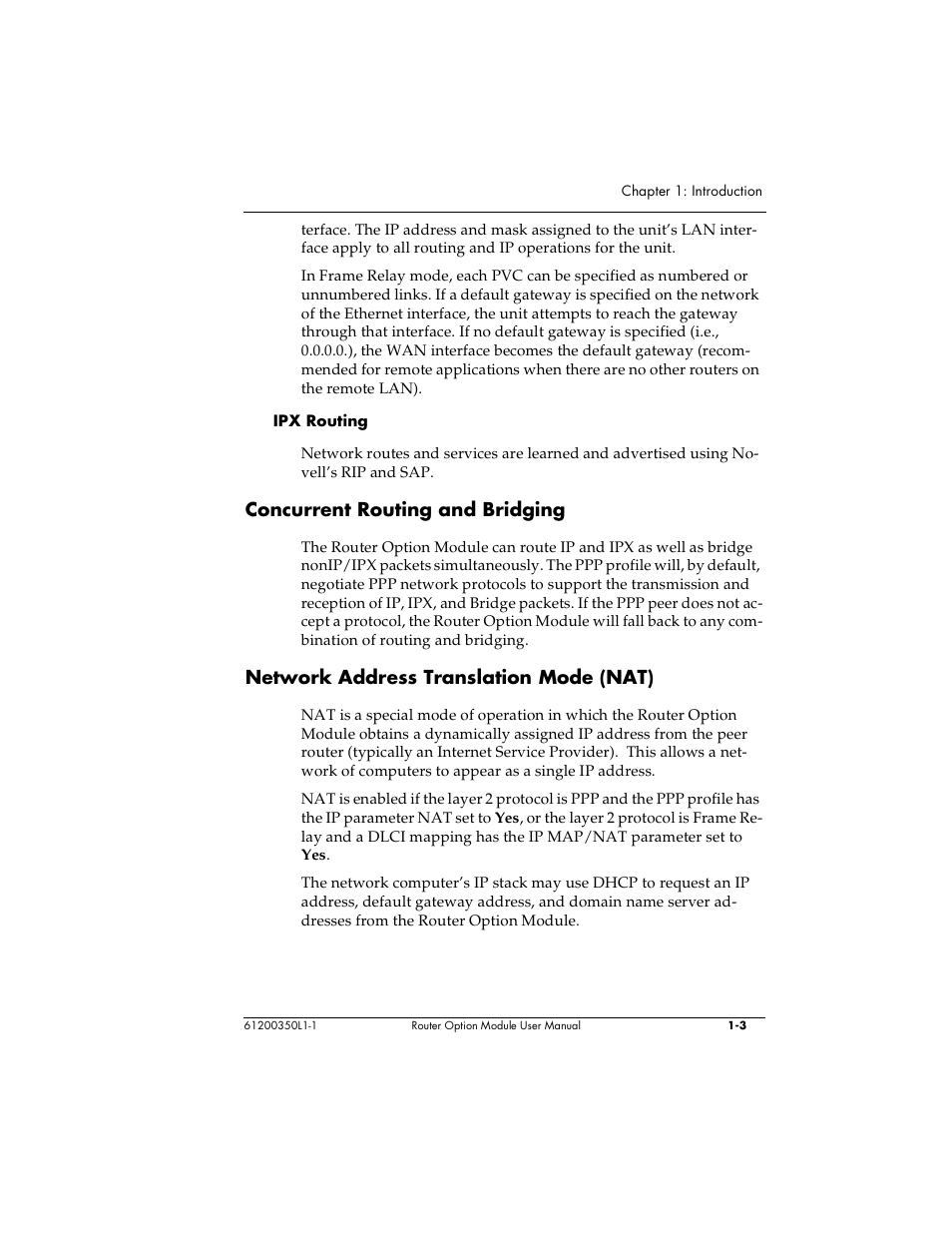 Concurrent routing and bridging, Network address translation mode (nat) | ADTRAN 1200350L1 User Manual | Page 21 / 134