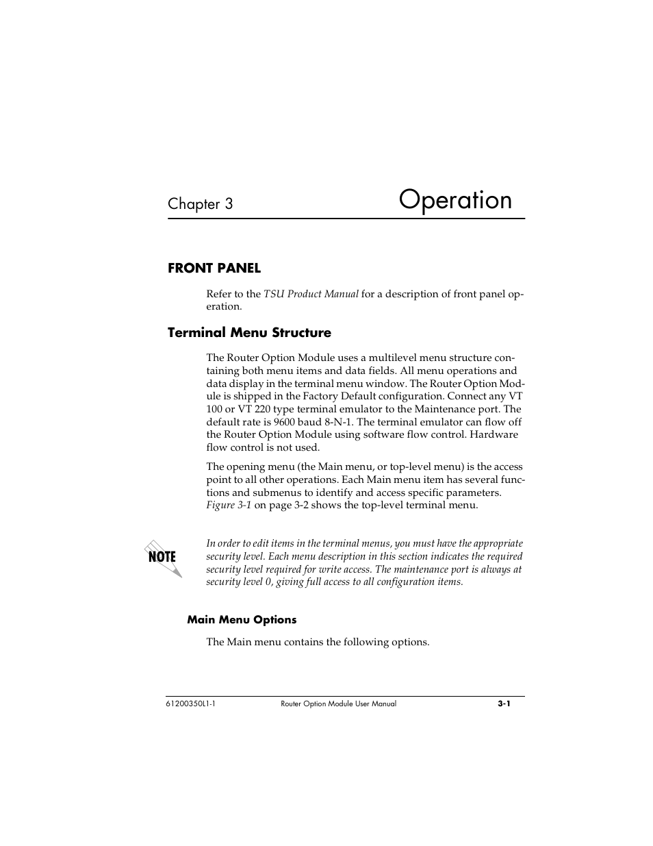 Operation, Chapter 3 | ADTRAN 1200350L1 User Manual | Page 27 / 134