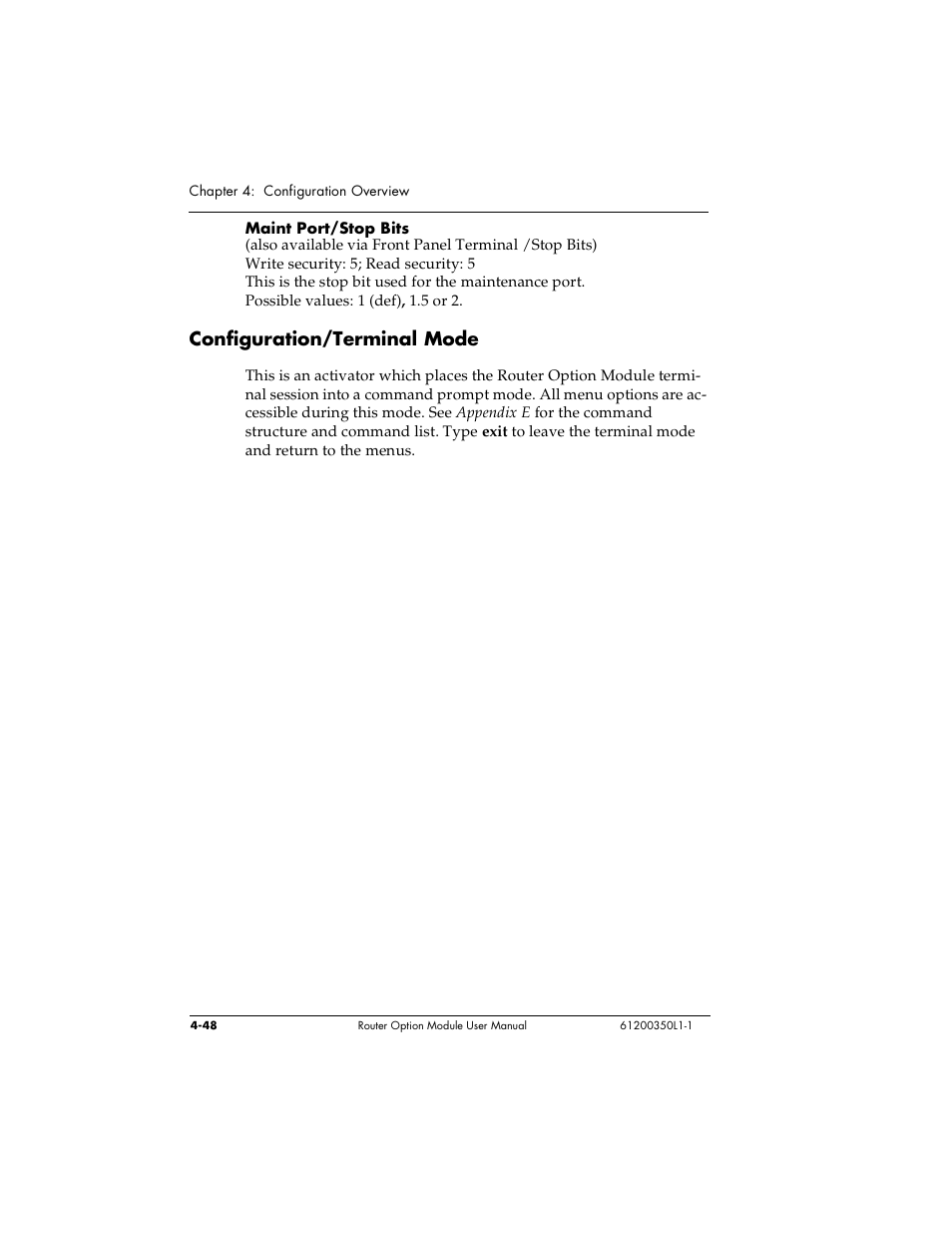 Configuration/terminal mode | ADTRAN 1200350L1 User Manual | Page 84 / 134