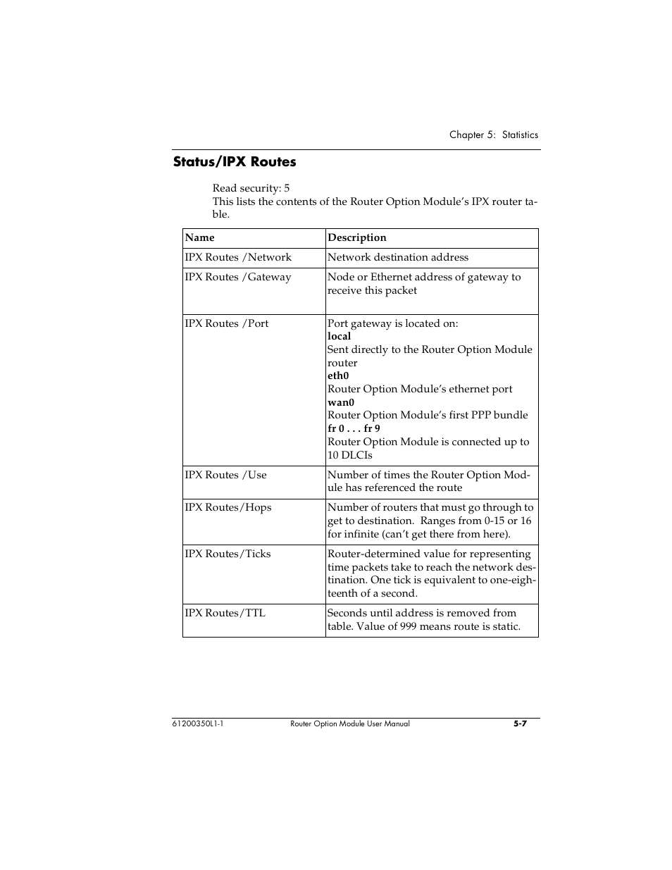 Status/ipx routes | ADTRAN 1200350L1 User Manual | Page 91 / 134