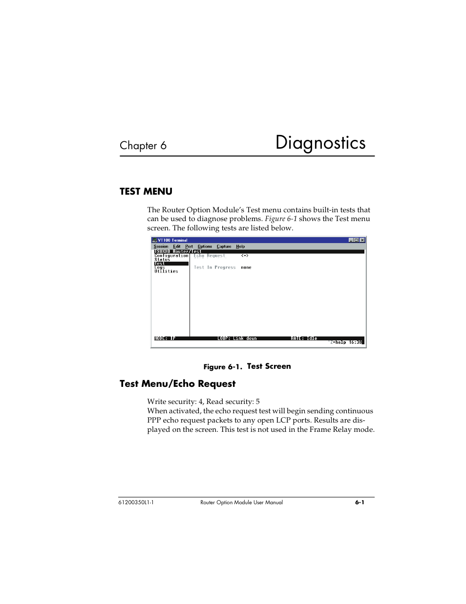 Diagnostics, Chapter 6 | ADTRAN 1200350L1 User Manual | Page 97 / 134