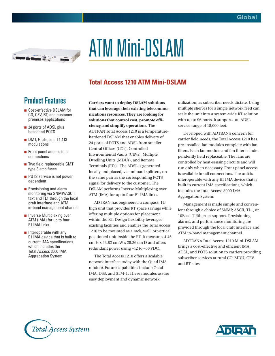 ADTRAN ATM Mini-DSLAM User Manual | 2 pages