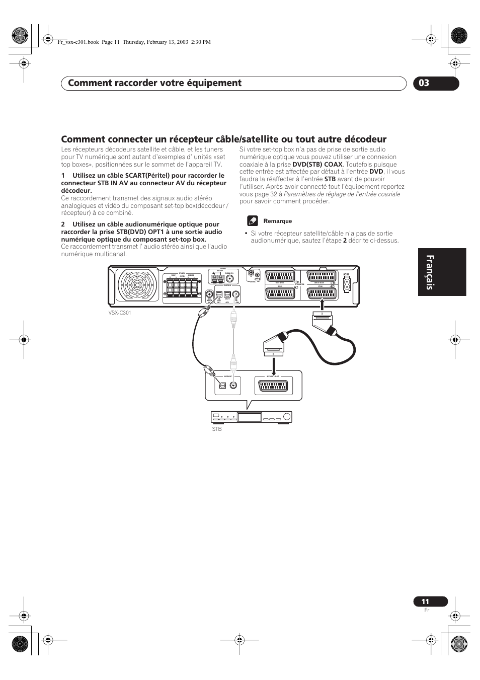 Français, Comment raccorder votre équipement 03 | Pioneer VSX-C301-K User Manual | Page 11 / 88