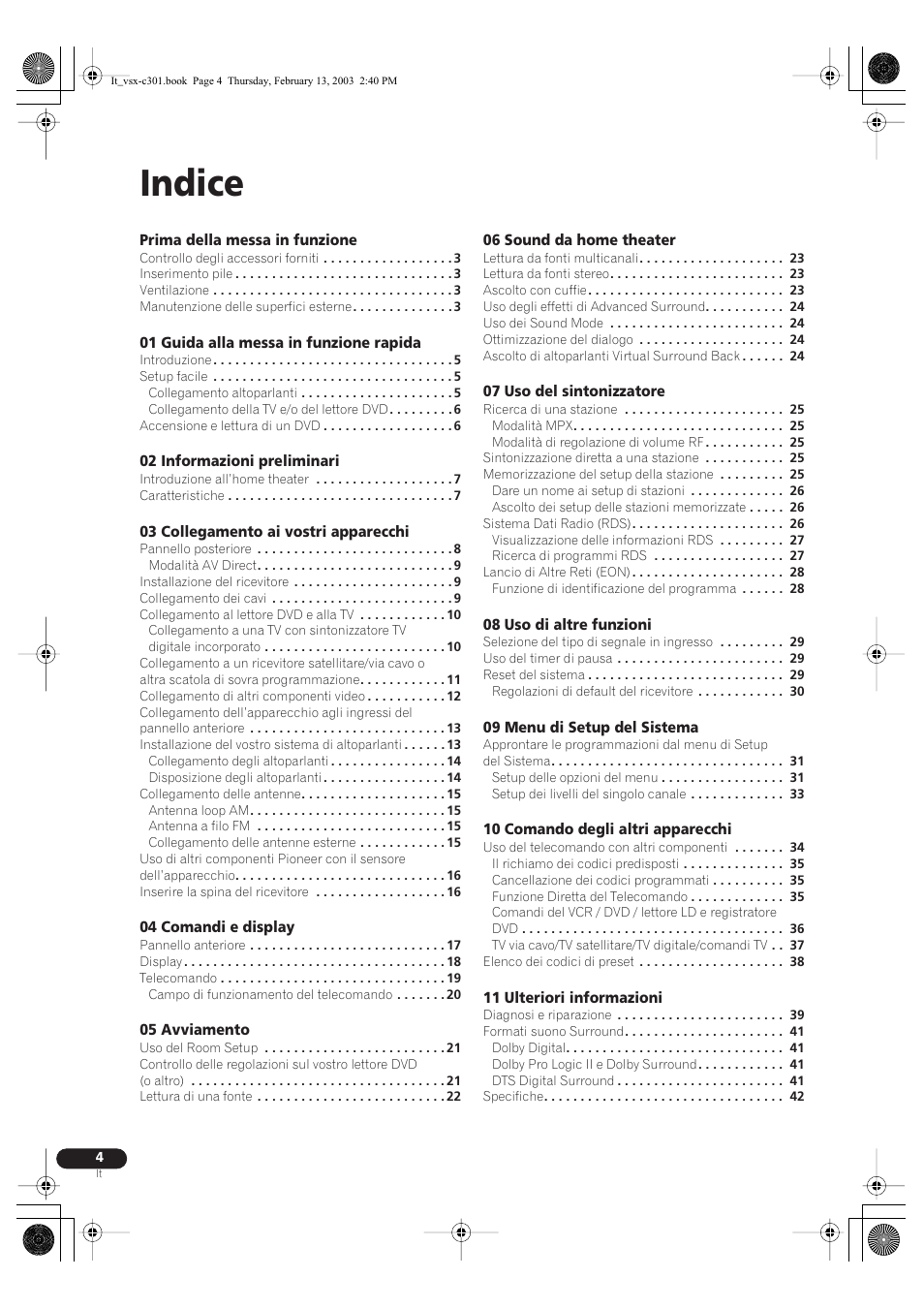 Indice | Pioneer VSX-C301-K User Manual | Page 46 / 88