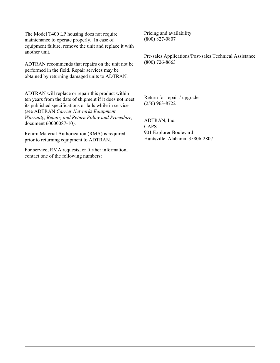 ADTRAN Type 400 User Manual | Page 3 / 4