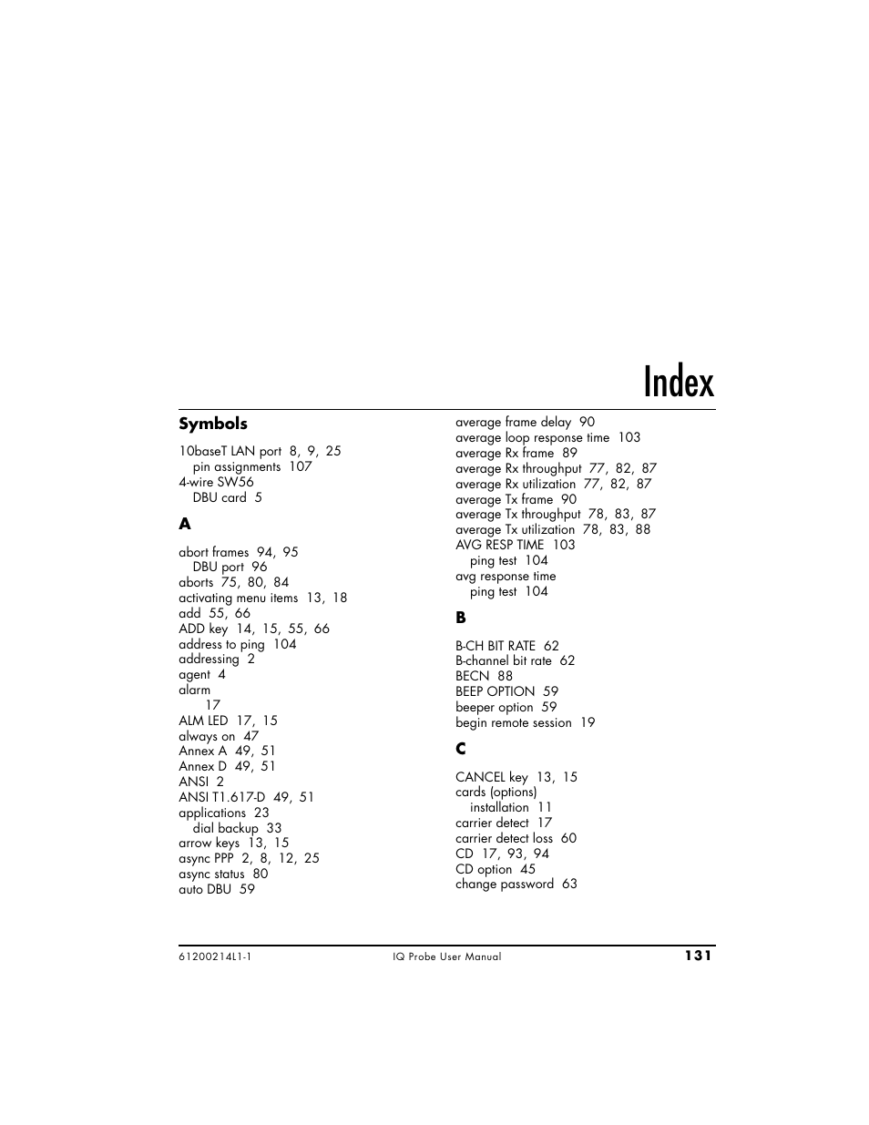 Index | ADTRAN 1200214L1 User Manual | Page 155 / 163