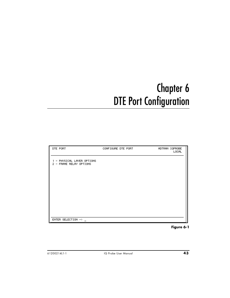 Chapter 6 dte port configuration | ADTRAN 1200214L1 User Manual | Page 67 / 163