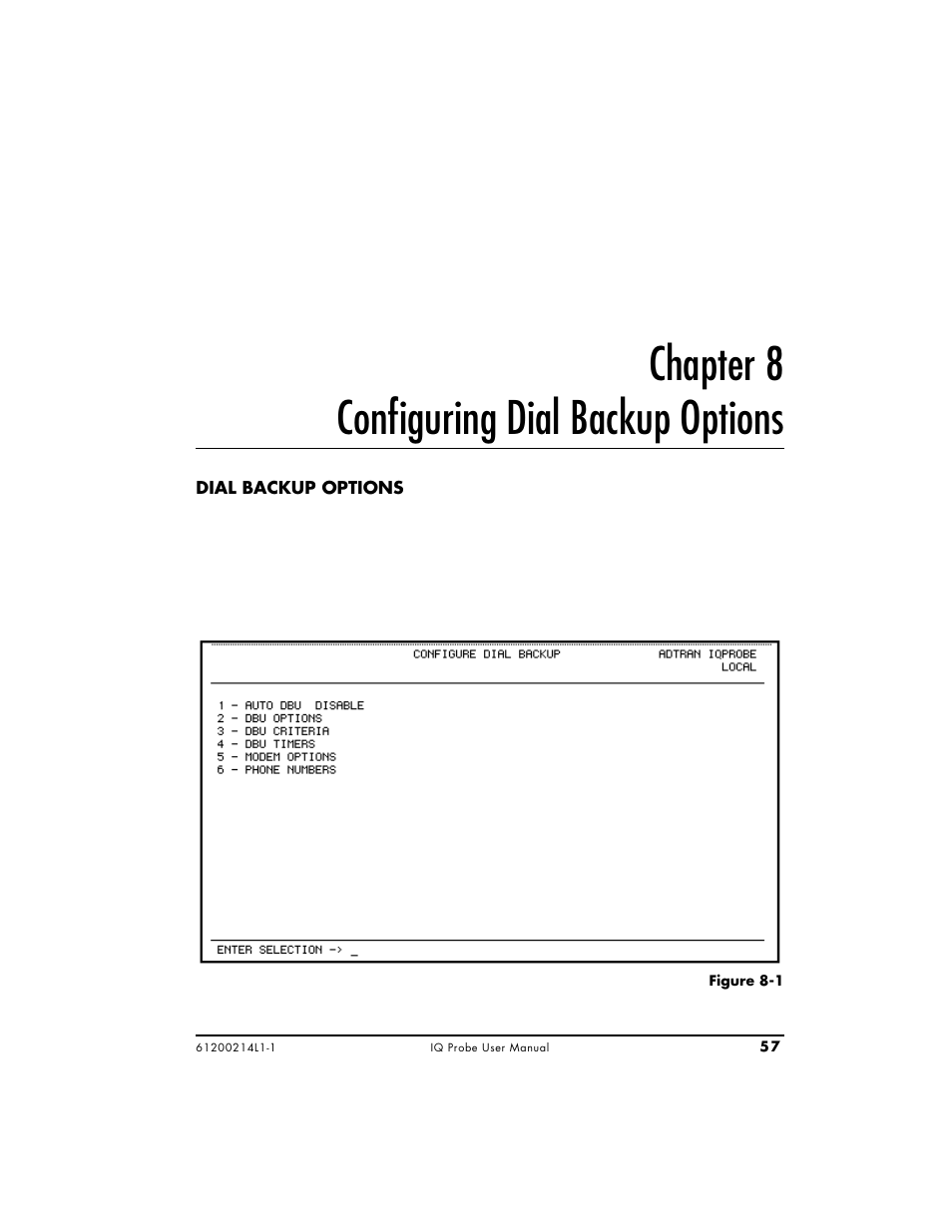 Chapter 8 configuring dial backup options | ADTRAN 1200214L1 User Manual | Page 81 / 163