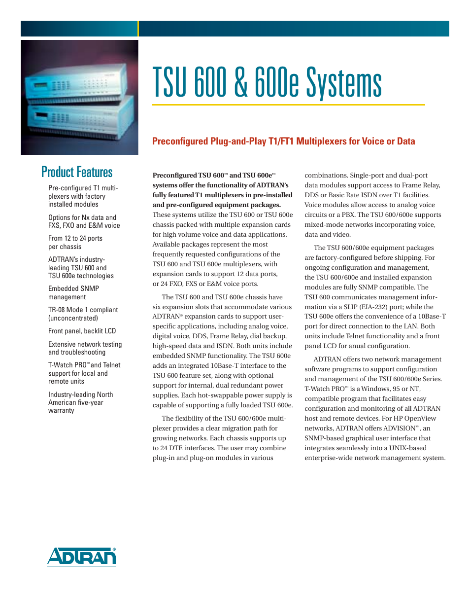 ADTRAN 600e User Manual | 2 pages