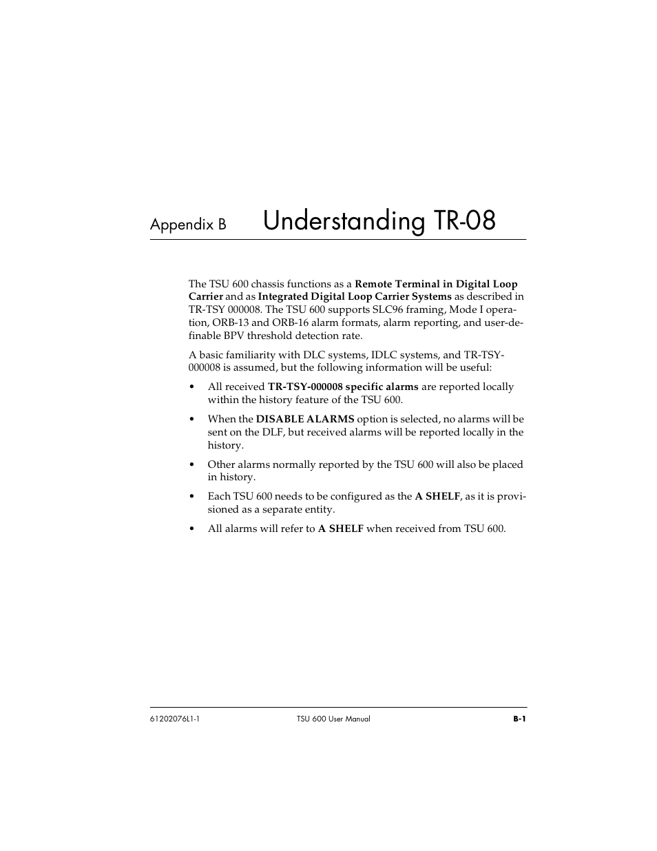 Understanding tr-08, Appendix b | ADTRAN 1202076L2 User Manual | Page 103 / 123