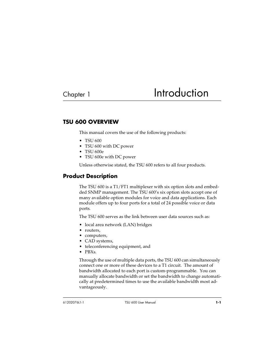 Introduction, Chapter 1 | ADTRAN 1202076L2 User Manual | Page 21 / 123