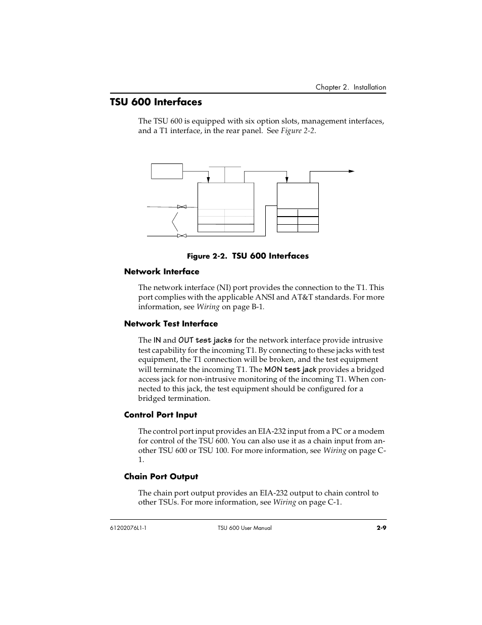 Tsu 600 interfaces, Test jacks, Mon test jack | ADTRAN 1202076L2 User Manual | Page 35 / 123