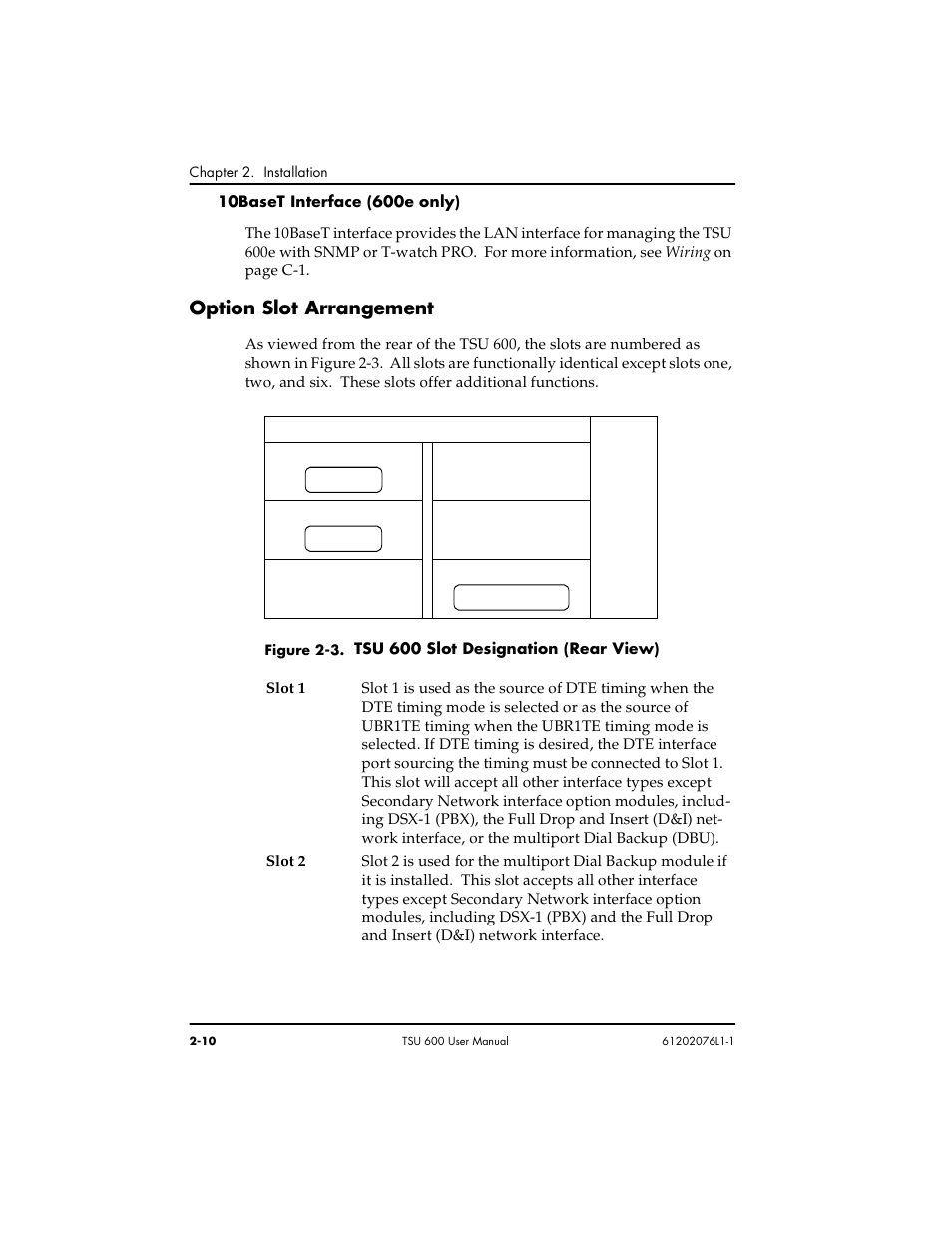 Option slot arrangement | ADTRAN 1202076L2 User Manual | Page 36 / 123