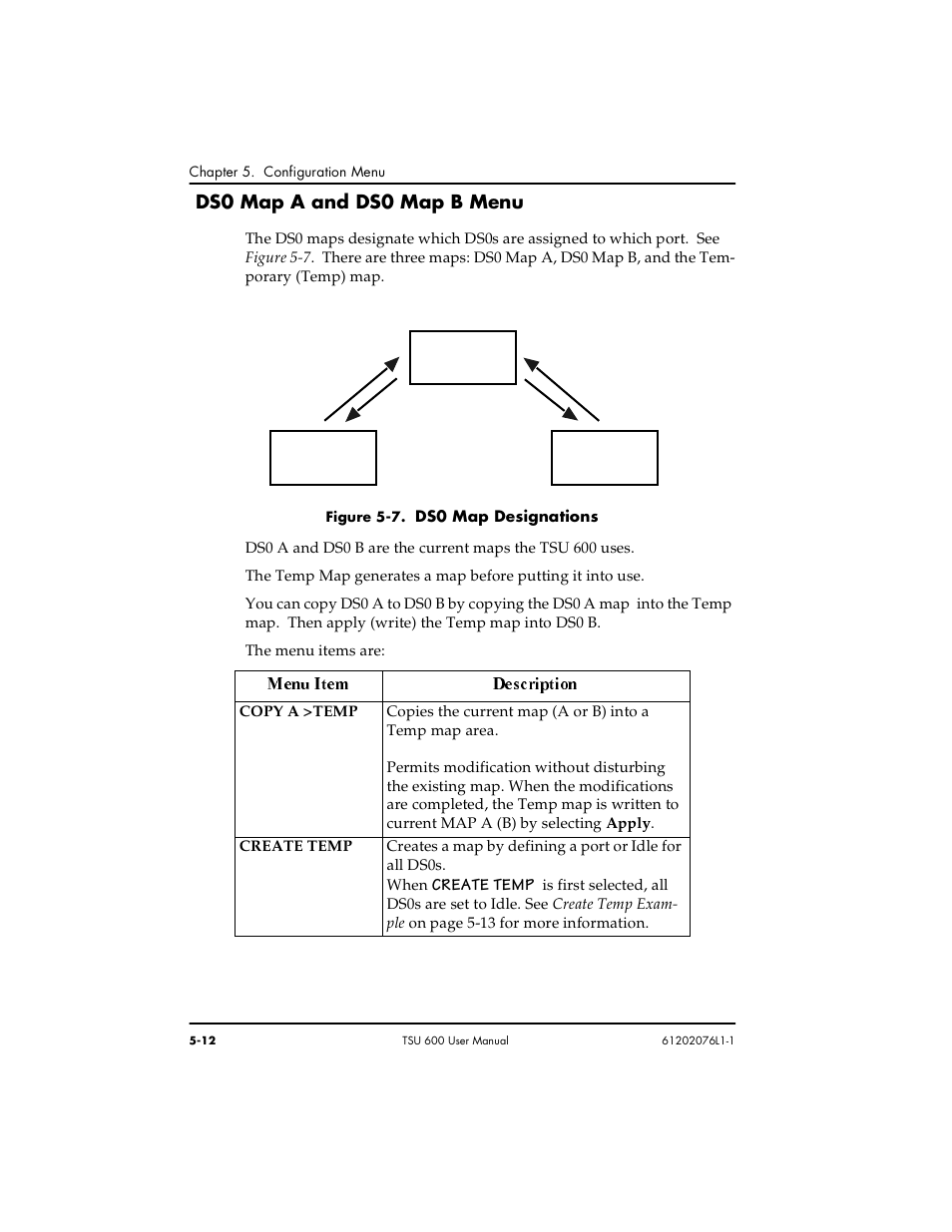 Ds0 map a and ds0 map b menu | ADTRAN 1202076L2 User Manual | Page 72 / 123