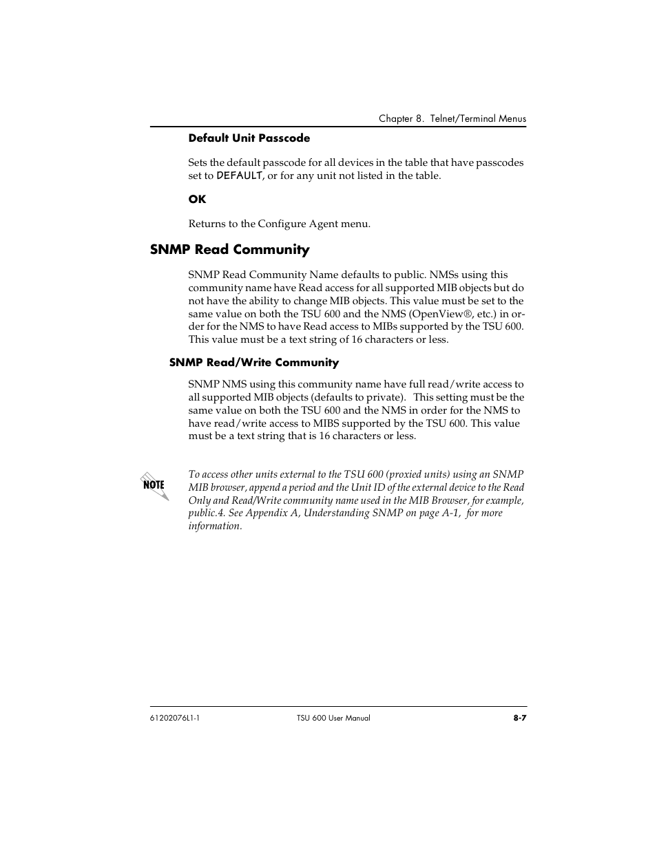Snmp read community | ADTRAN 1202076L2 User Manual | Page 95 / 123