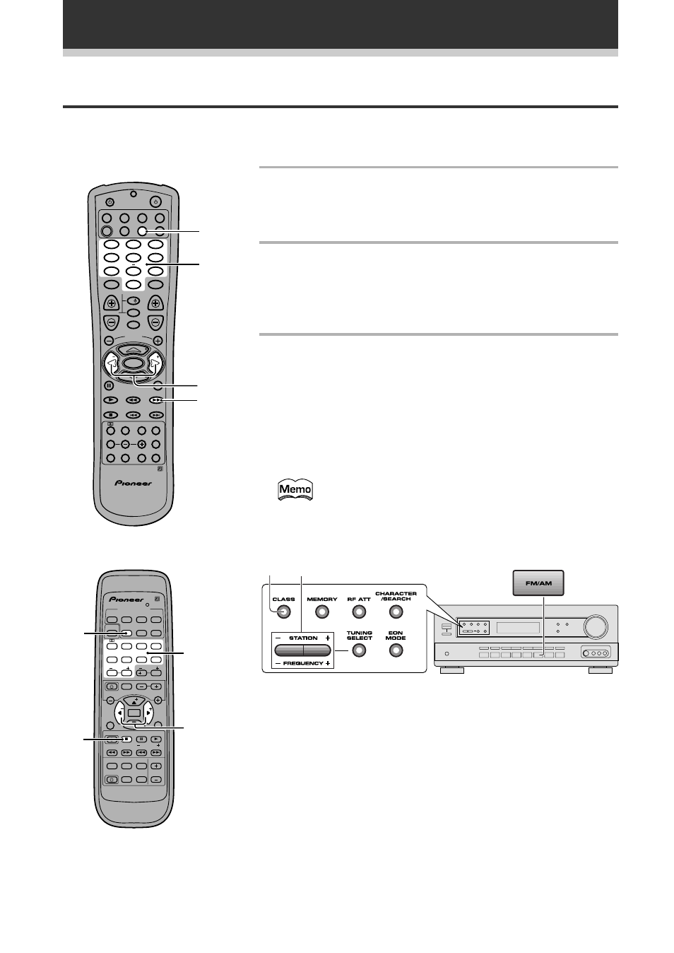 Rappel de stations mémorisées, 1 appuyez sur la touche multi control tun (tuner), Utilisation du tuner | Pioneer VSX-709RDS User Manual | Page 46 / 124
