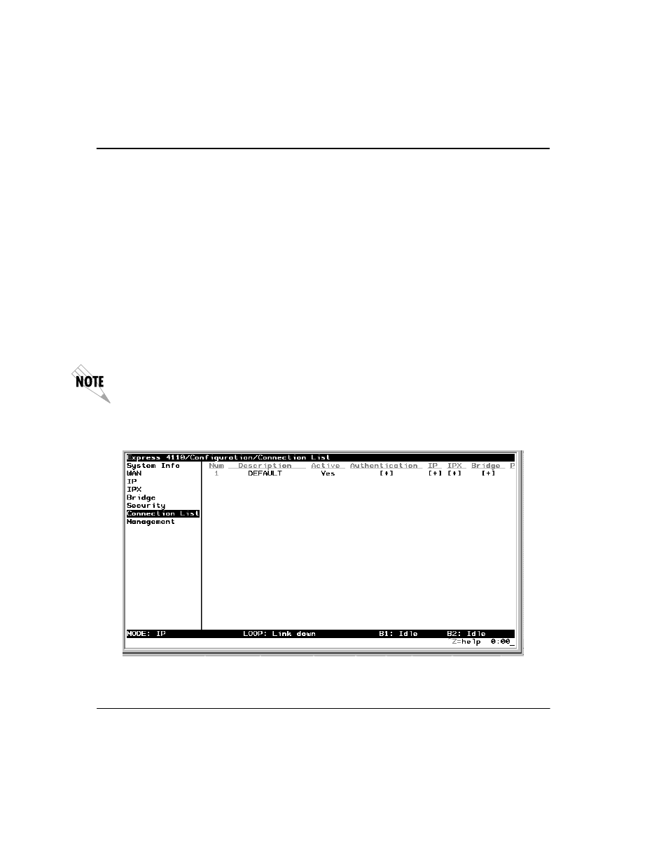 Configuration/connection list, Configuration/connection list -36 | ADTRAN Express 4100 User Manual | Page 86 / 213