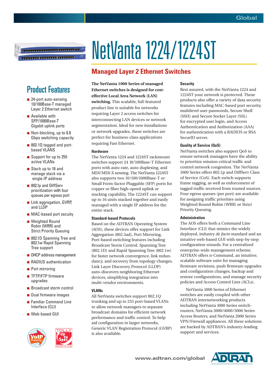 ADTRAN NetVanta 1224 User Manual | 2 pages