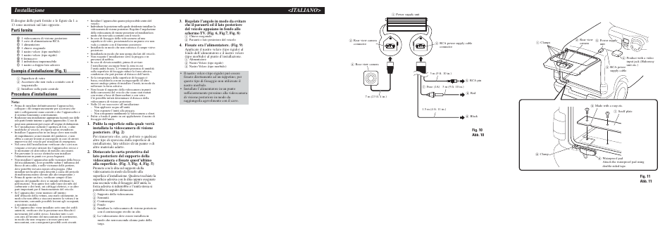 Installazione <italiano, Parti fornite, Esempio d’installazione (fig. 1) | Procedura d’installazione, Fig. 10 abb. 10, Fissate ora l’alimentatore. (fig. 9) | Pioneer ND-BC5 User Manual | Page 5 / 8