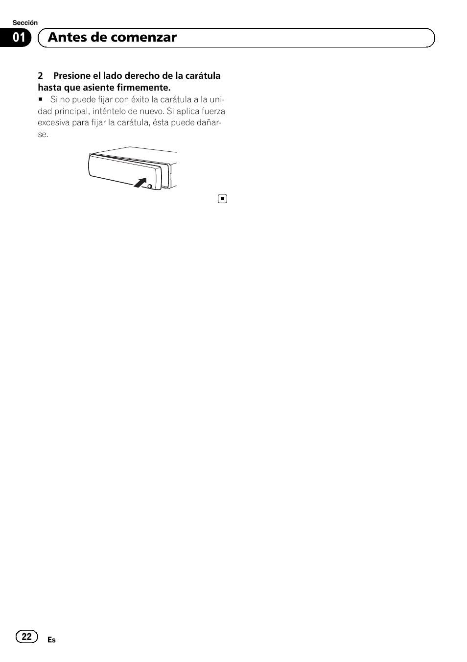 Antes de comenzar | Pioneer DEH-1120MP User Manual | Page 22 / 134