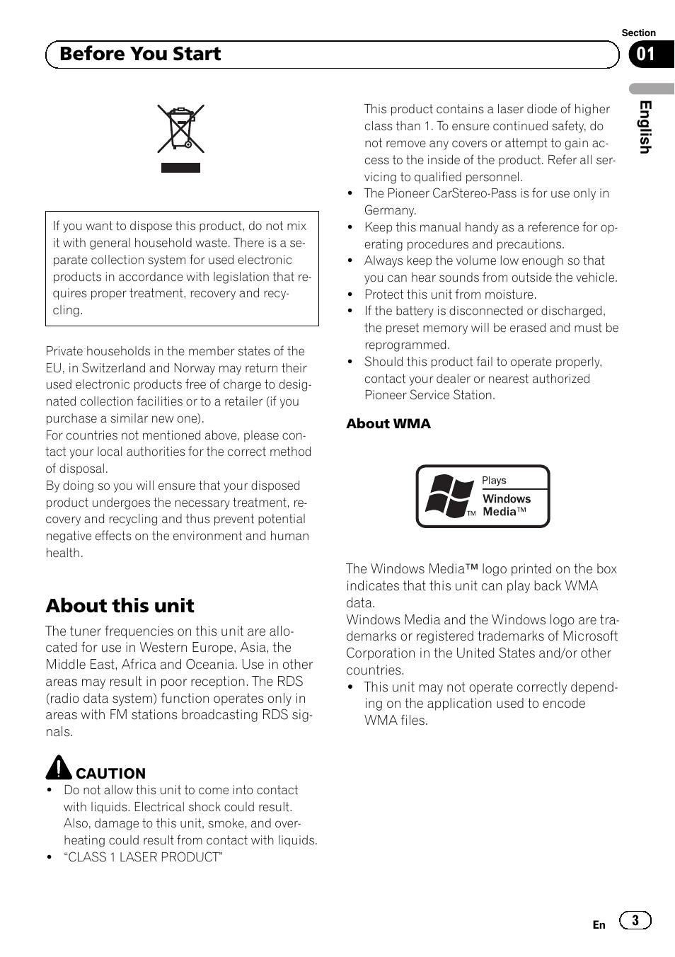 Before you start, About this unit | Pioneer DEH-1120MP User Manual | Page 3 / 134