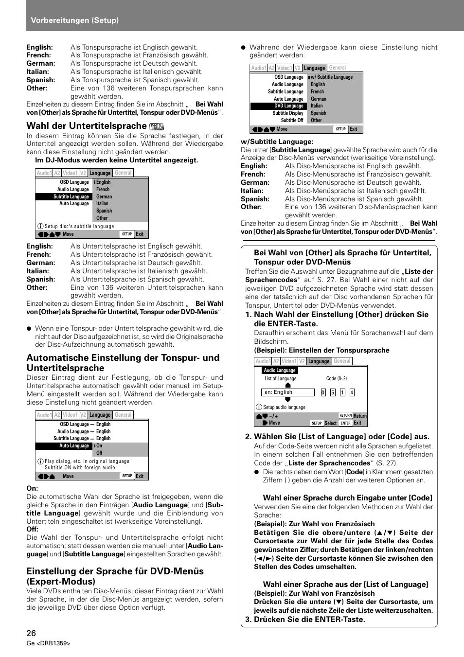 Wahl der untertitelsprache | Pioneer DVJ-X1 User Manual | Page 128 / 295