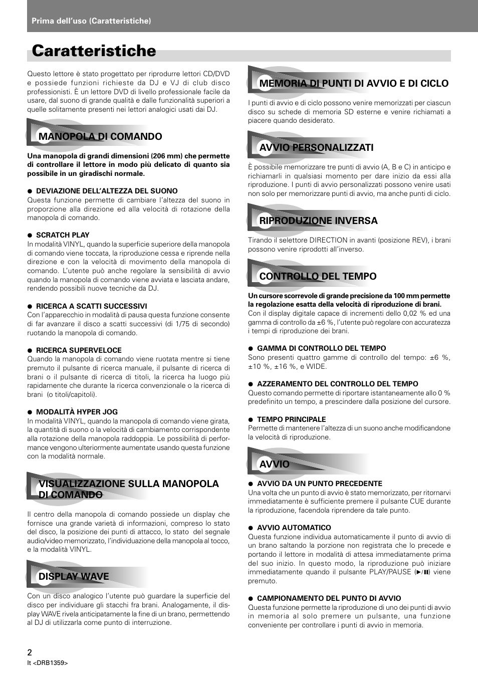 Caratteristiche | Pioneer DVJ-X1 User Manual | Page 152 / 295