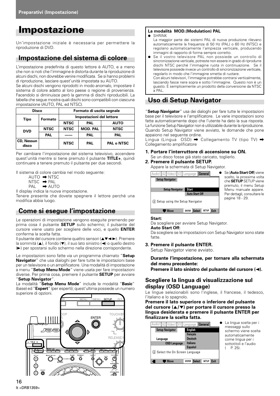 Impostazione, Impostazione del sistema di colore, Uso di setup navigator | Come si esegue l’impostazione | Pioneer DVJ-X1 User Manual | Page 166 / 295