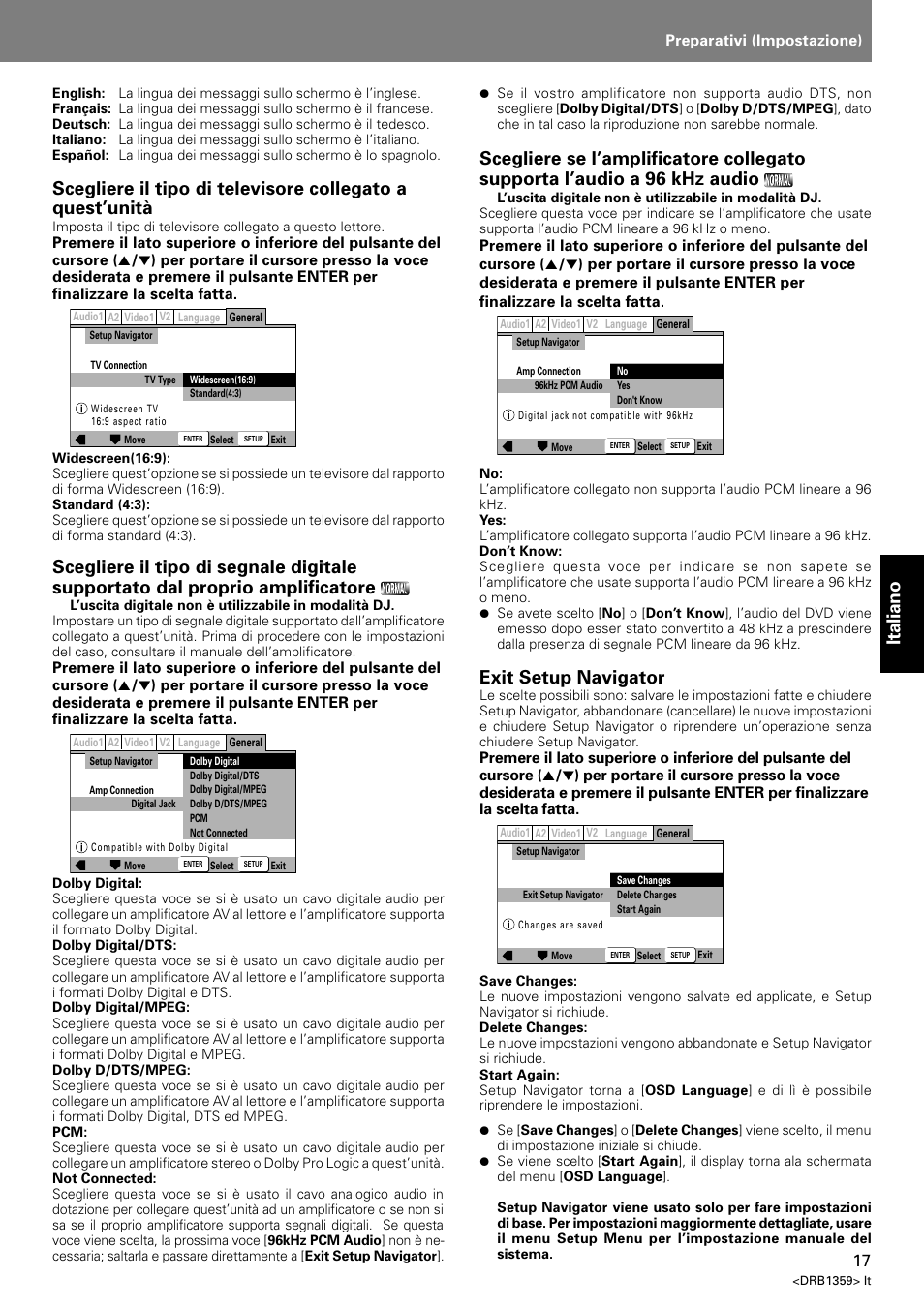 Italiano, Exit setup navigator | Pioneer DVJ-X1 User Manual | Page 167 / 295
