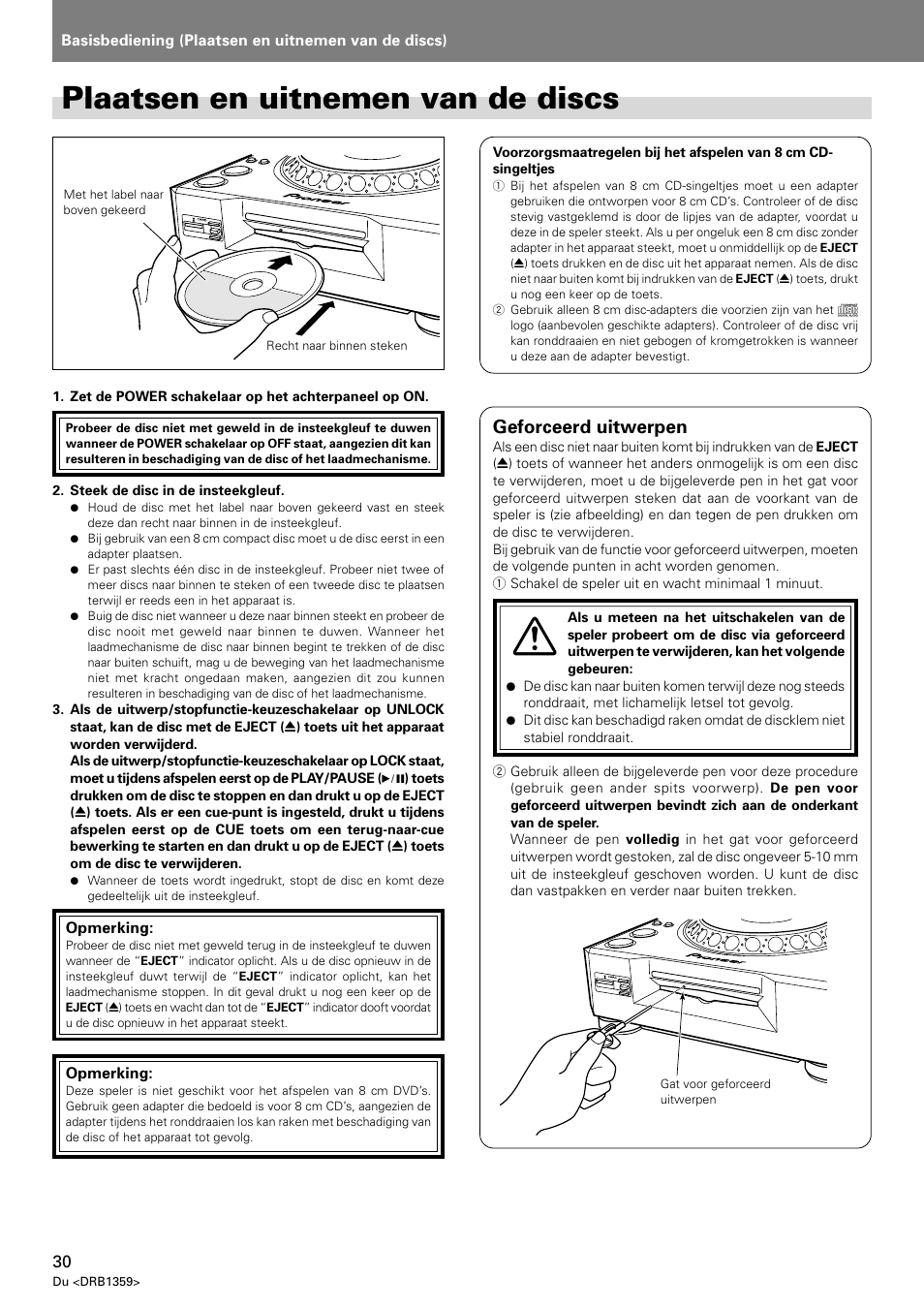 Plaatsen en uitnemen van de discs, Geforceerd uitwerpen | Pioneer DVJ-X1 User Manual | Page 228 / 295