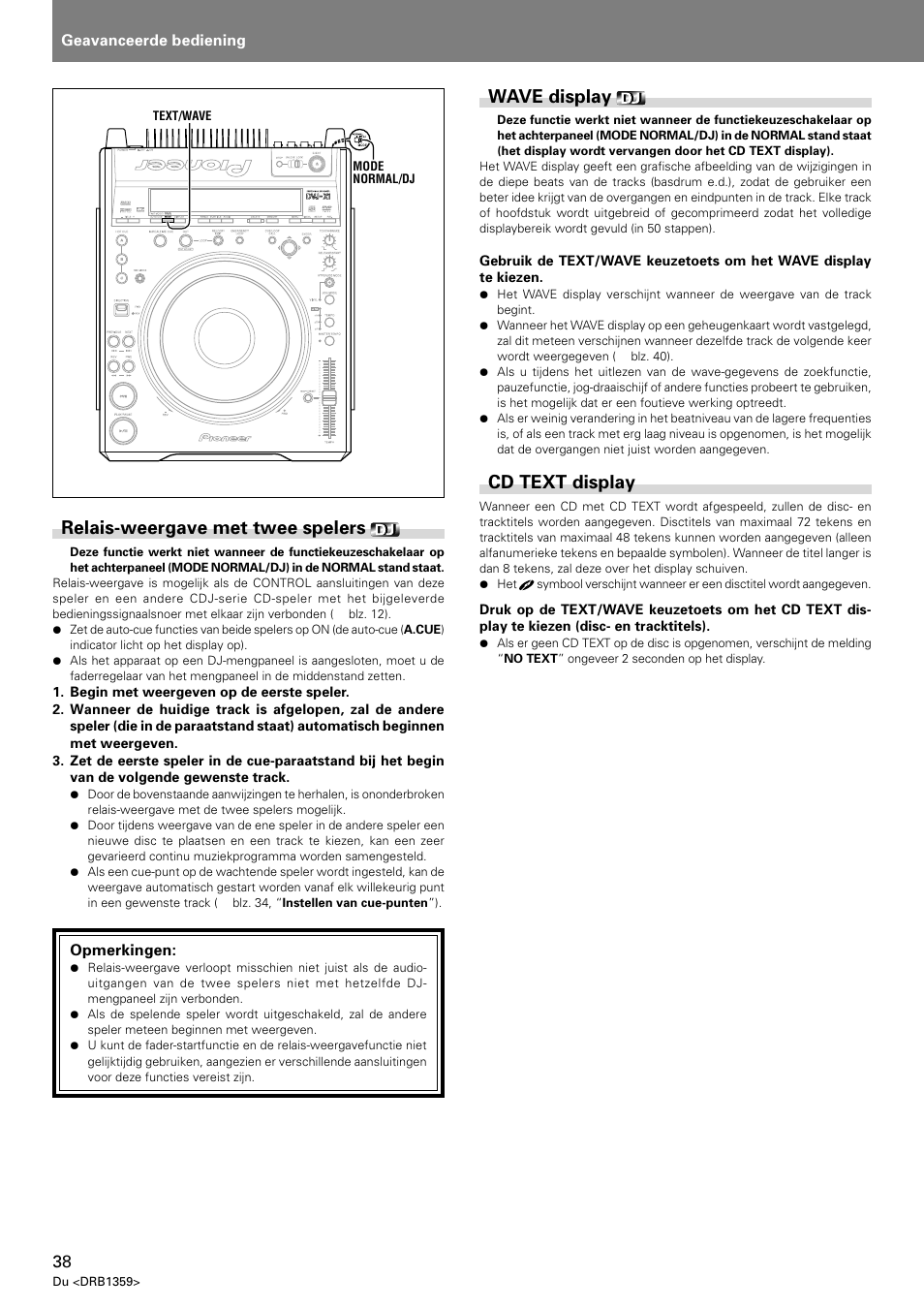 Relais-weergave met twee spelers, Wave display, Cd text display | Pioneer DVJ-X1 User Manual | Page 236 / 295