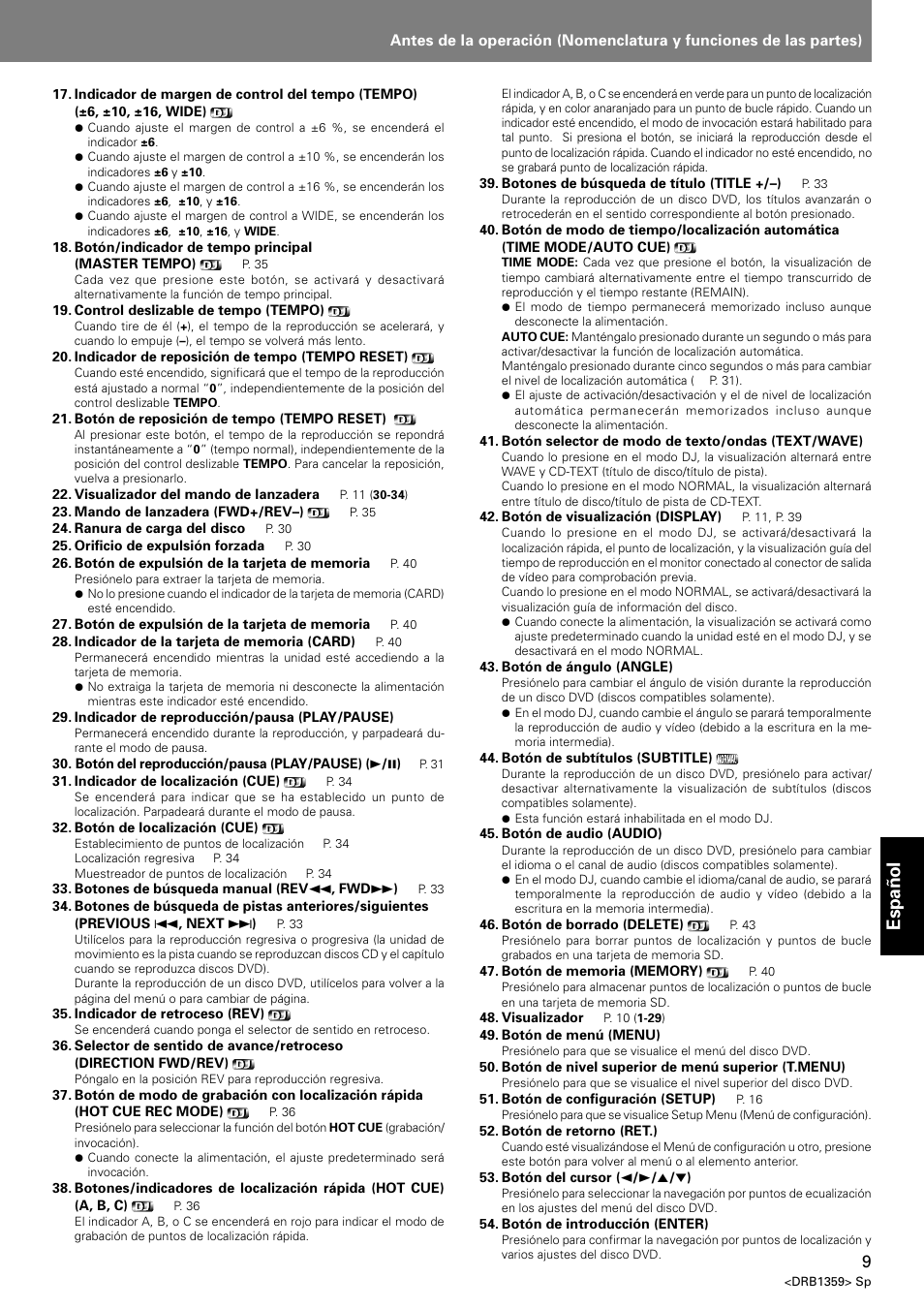 Espa ñ ol | Pioneer DVJ-X1 User Manual | Page 255 / 295