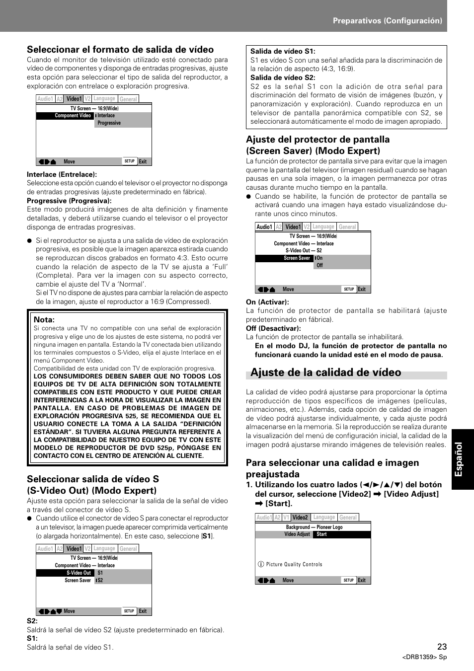 Ajuste de la calidad de vídeo, Para seleccionar una calidad e imagen preajustada | Pioneer DVJ-X1 User Manual | Page 269 / 295