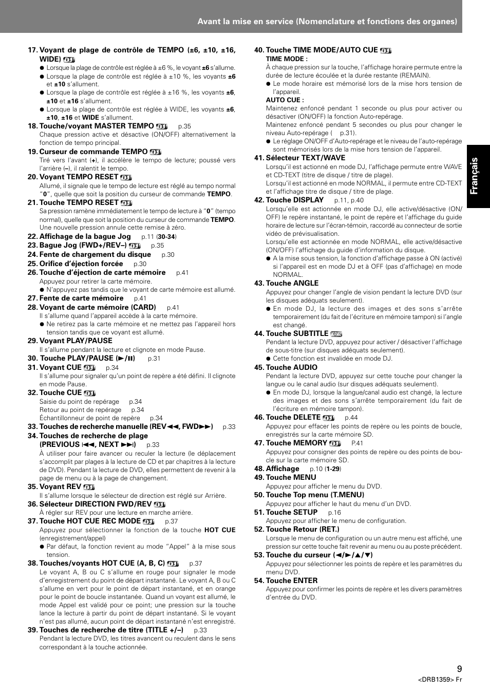 Fran ç ais | Pioneer DVJ-X1 User Manual | Page 61 / 295