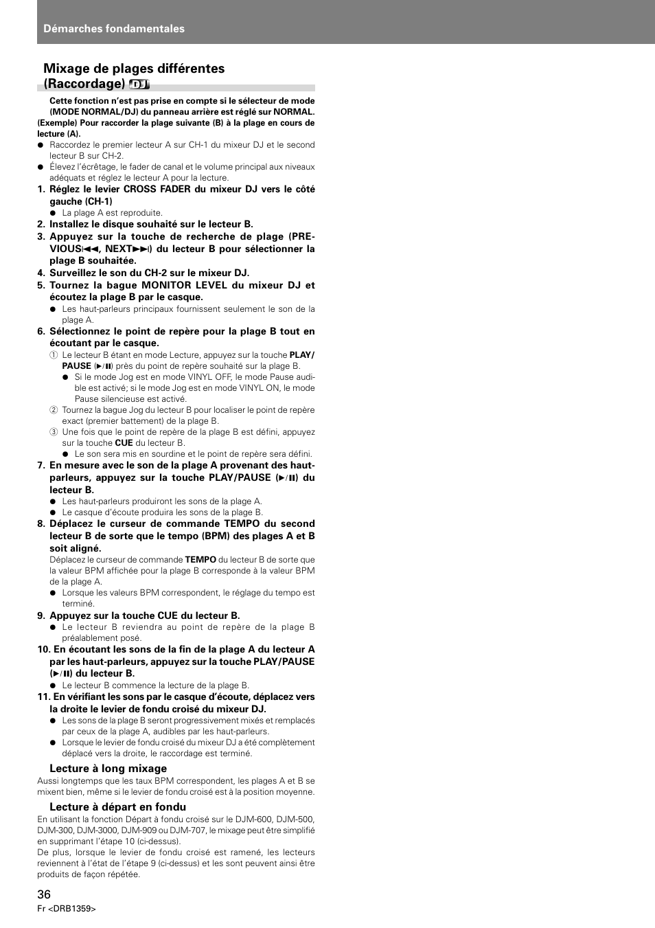 Mixage de plages différentes (raccordage) | Pioneer DVJ-X1 User Manual | Page 88 / 295