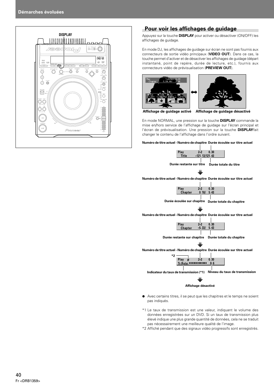 Pour voir les affichages de guidage, Démarches évoluées | Pioneer DVJ-X1 User Manual | Page 92 / 295