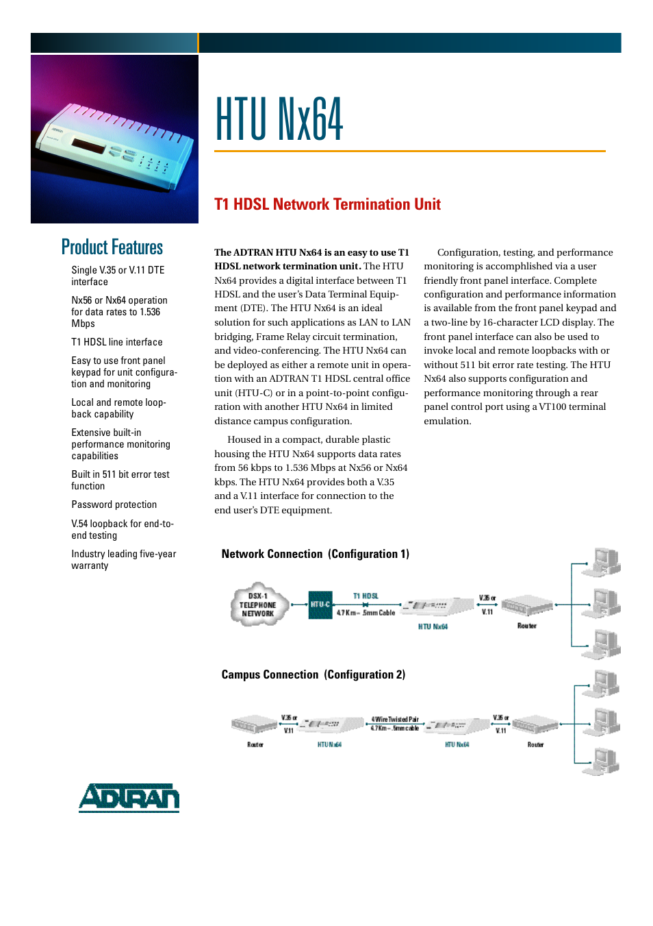 ADTRAN HTU Nx64 User Manual | 2 pages