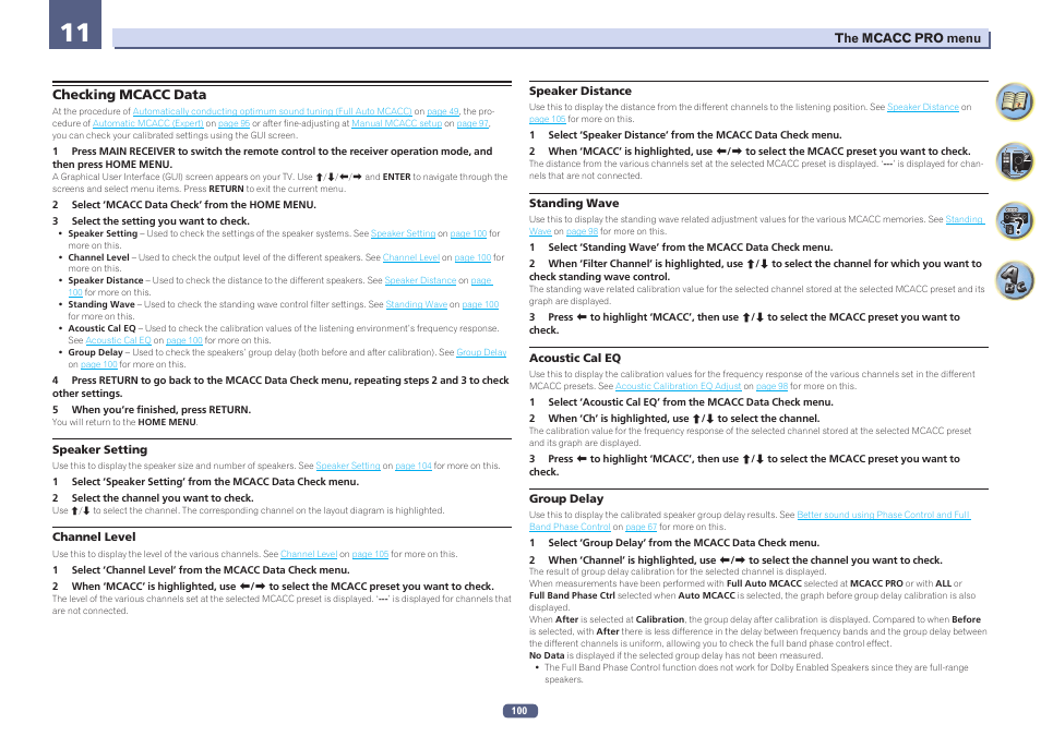 Checking mcacc data, Speaker setting | Pioneer SC-LX78-S User Manual | Page 100 / 141