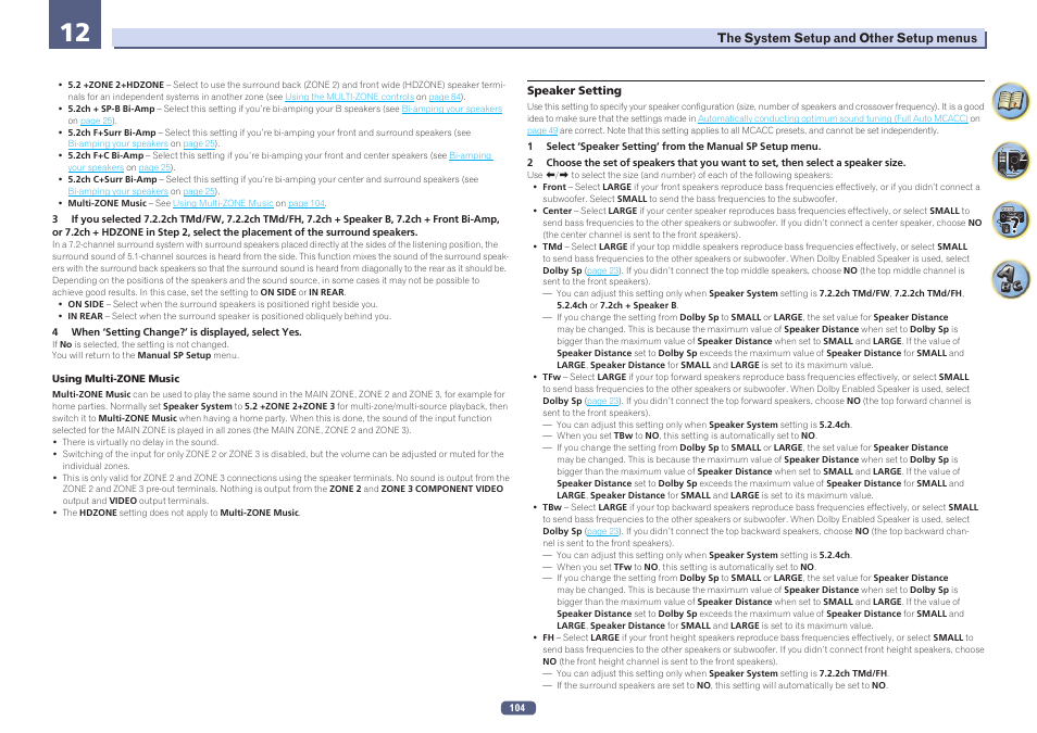 Speaker setting | Pioneer SC-LX78-S User Manual | Page 104 / 141