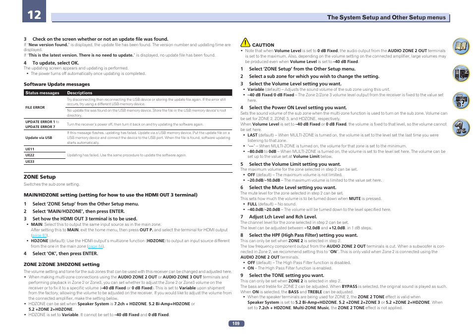 Zone setup | Pioneer SC-LX78-S User Manual | Page 109 / 141