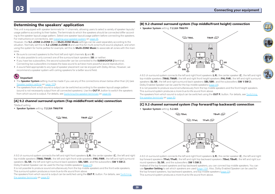 Determining the speakers’ application | Pioneer SC-LX78-S User Manual | Page 20 / 141